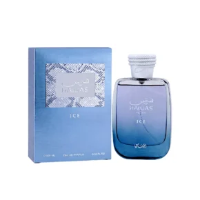 Rasasi Hawas Ice for Him 100ml perfume bottle with original packaging box