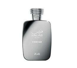Rasasi Hawas Chrome Eau de Parfum – fruity, tropical and warm amber fragrance bottle.
